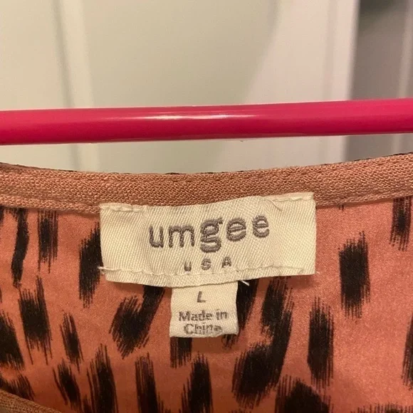 Umgee Linen Blend Frayed Hem Animal Print Dress - Picture 7 of 7